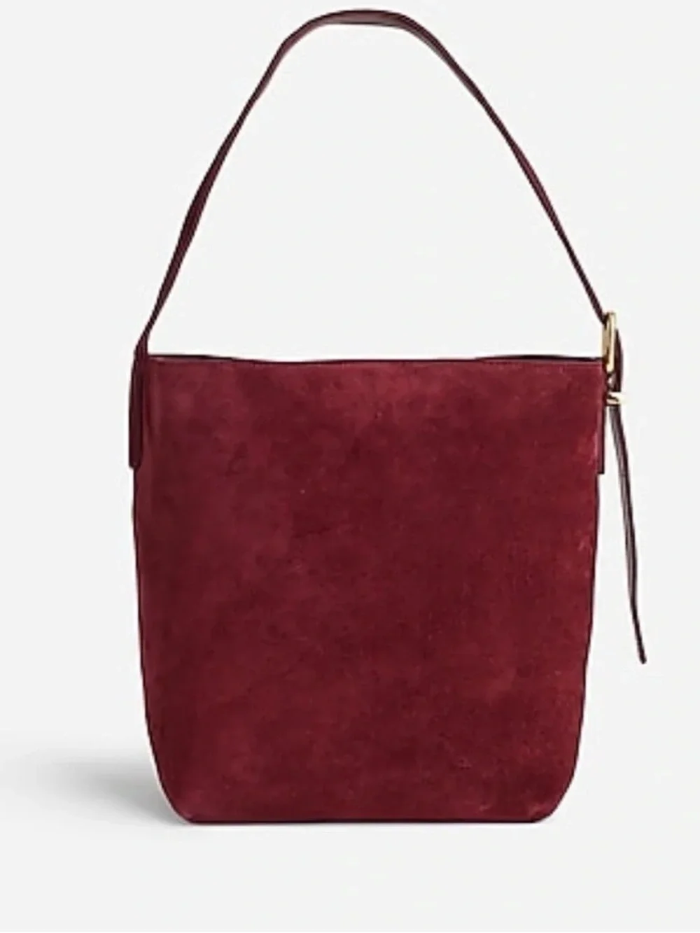Suede Bucket Shoulder Bag in Burgundy - Picture 8 of 9